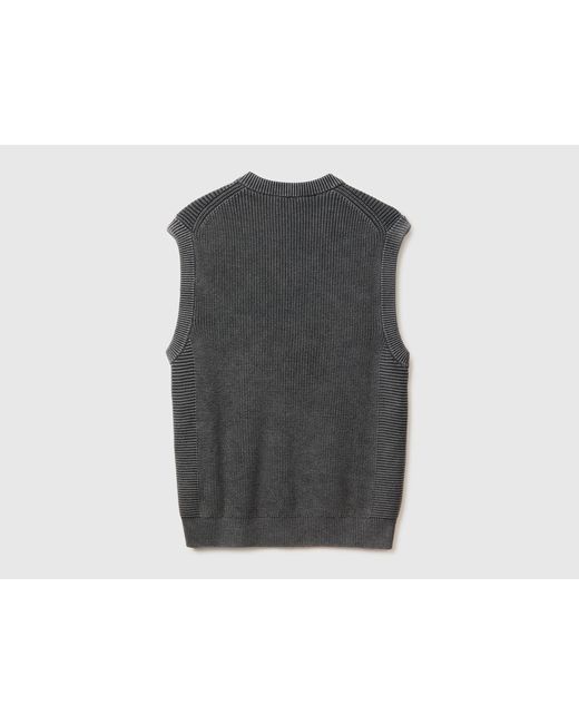 Benetton Black Benetton, Stone Washed Regular Fit Vest for men