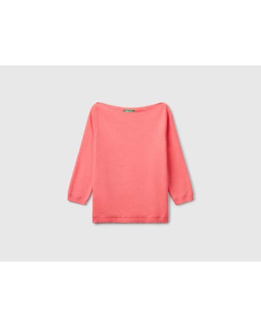 Benetton Red Benetton, Pulli Aus 100% Baumwolle Mit Boot-Ausschnitt
