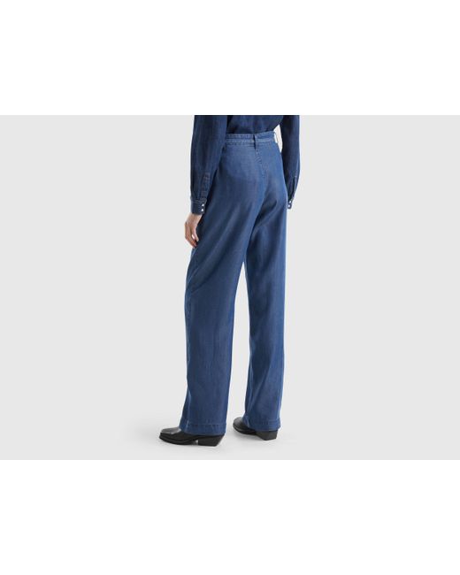 Pantalon Ample En Viscose Durable Benetton en coloris Blue