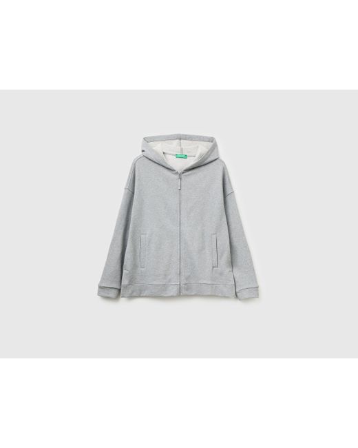 Benetton, Sudadera Con Capucha Y Cremallera 100 Algodón, Talla, Gris Claro, Mujer Benetton de color Black