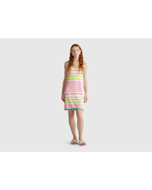 Benetton, Robe En Maille Rayée, Multicolore, Femme Benetton en coloris Black