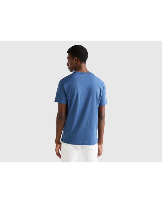 Camiseta Azul De Algodón Orgánico Con Estampado De Logotipo Benetton de  hombre de color Azul | Lyst