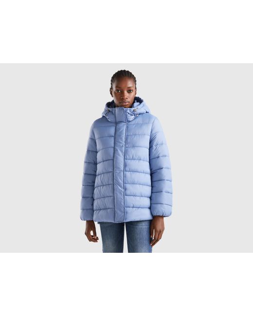 Benetton Blue Padded Jacket With 3d Wadding