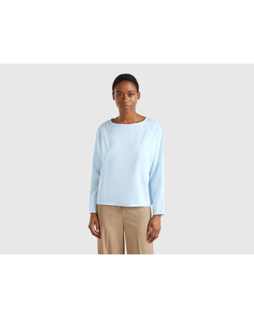 Benetton Blue Benetton, Fließende Bluse, Blassblau