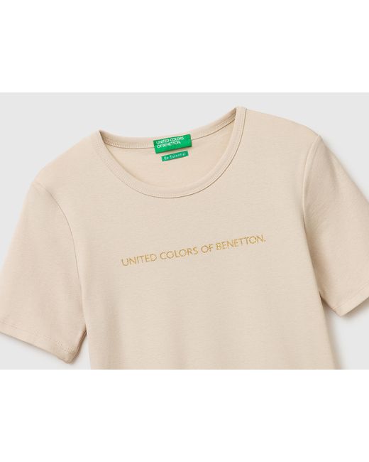 Benetton Black Benetton, Short Sleeve T-Shirt With Glitter Logo