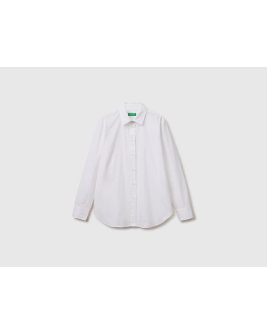 Benetton White Benetton, Relaxed Fit Cotton Shirt