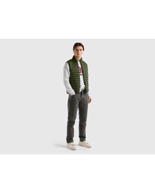 Benetton Green Sleeveless Puffer Jacket With Recycled Wadding for men