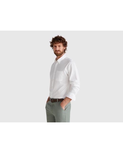 Benetton White Benetton, Regular Fit Button-Down Shirt for men