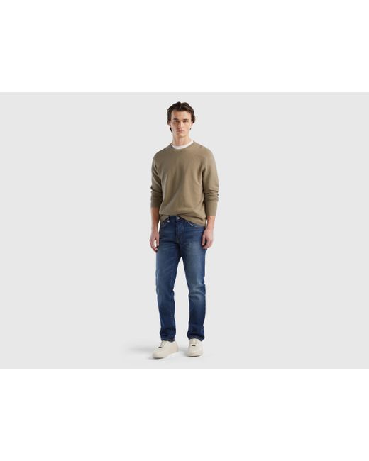 Benetton Green Sweater In Cashmere Blend for men