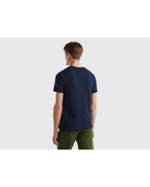 Camiseta De Lino Mixto Benetton de hombre de color Blue