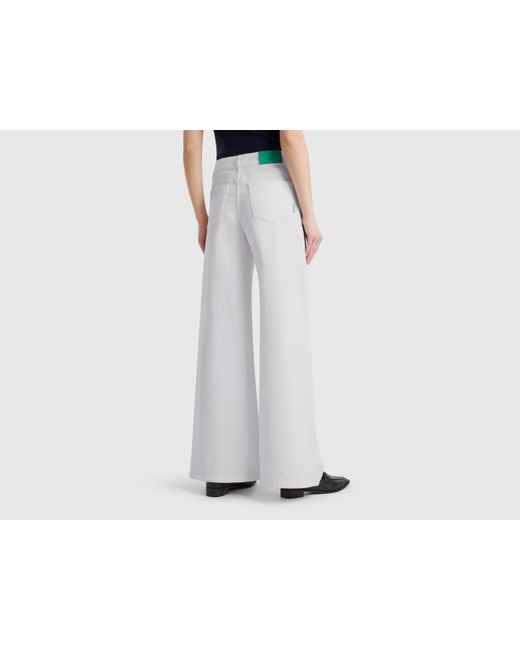 Benetton, Pantalon Coupe Large, Blanc, Femme Benetton en coloris Black