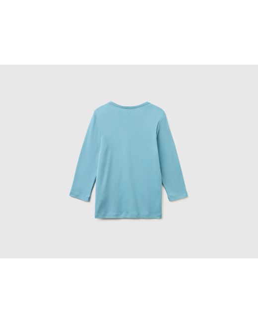 Benetton Blue Benetton, Slim Fit T-Shirt With Boat Neck