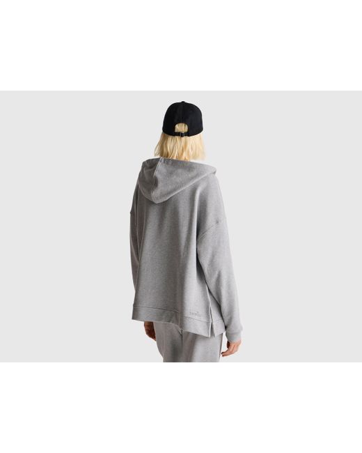 Benetton, Sudadera Con Capucha Y Cremallera 100 Algodón, Talla, Gris Claro, Mujer Benetton de color Black