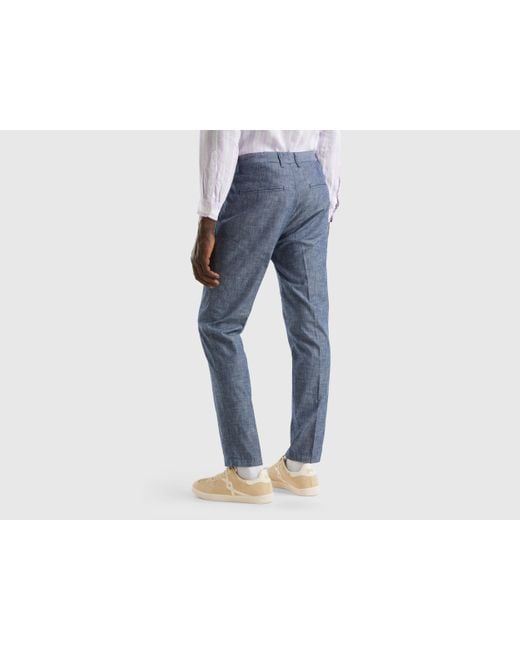 Benetton Black Slim Fit Chambray Chinos for men