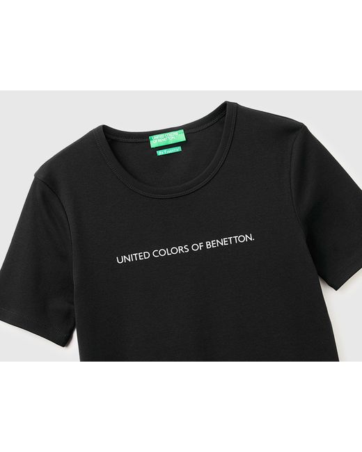 Benetton Black Benetton, Short Sleeve T-Shirt With Glitter Logo