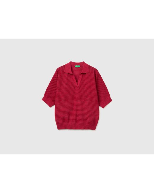 Benetton Red Benetton, Perforated Polo Shirt