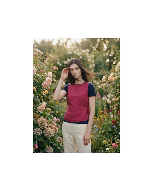 Benetton Red Benetton, 100% Linen Tank Top With Strap