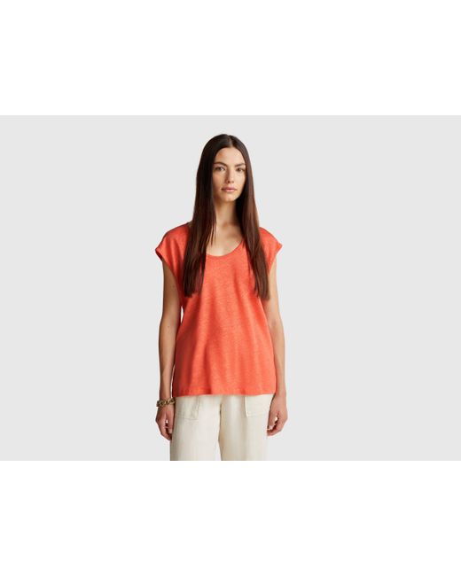 Benetton Red Benetton, Wide Neck T-Shirt