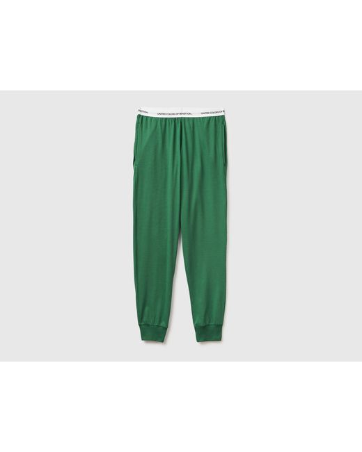 Benetton Green Benetton, Trousers With Logo Elastic for men
