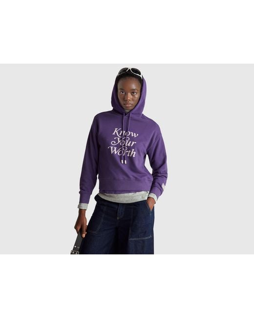 Benetton Purple Benetton, Hoodie With Slogan