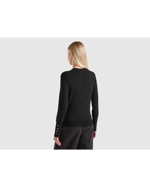 Benetton Black Benetton, V-Neck Viscose Blend Sweater