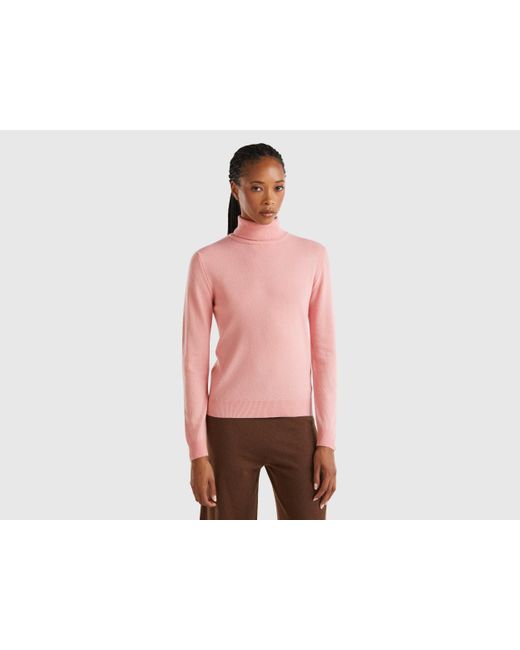 Benetton Pull Col Montant Rose En Pure Laine Merinos Rose Femme Benetton en coloris Rouge Lyst