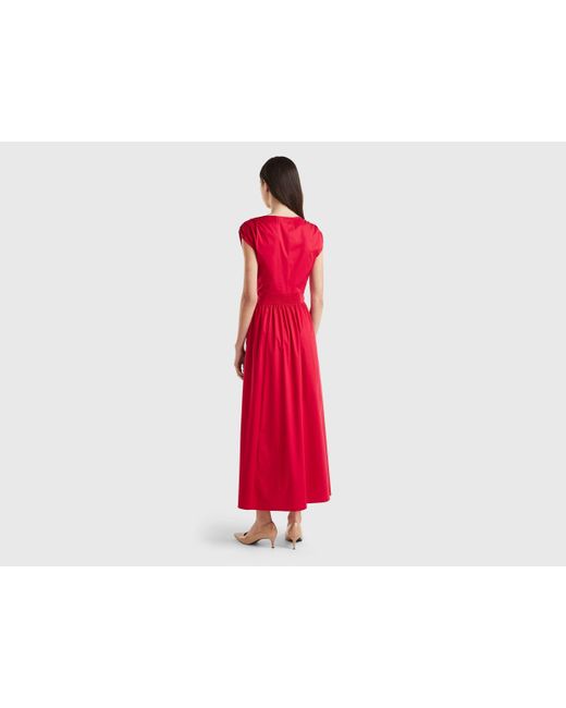 Benetton Red Kleid Mit V-ausschnitt