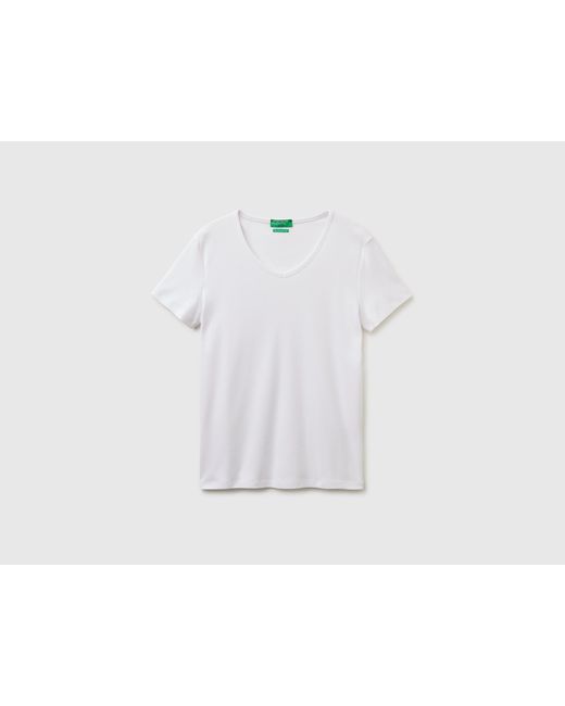 Benetton Black Benetton, Slim Fit T-Shirt With V-Neck