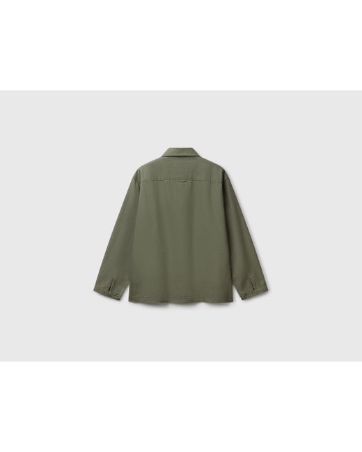 Benetton Benetton, Überhemd Aus Leinenmischung, Militärgrün in Green für Herren