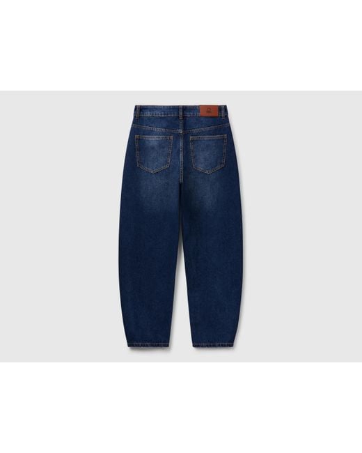 Benetton, Vaqueros Con Corte Globo, Azul Oscuro, Mujer Benetton de color Blue