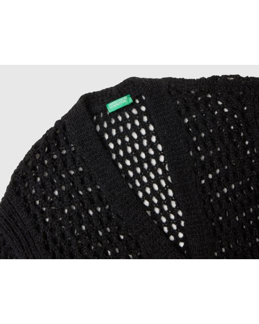 Benetton Black Benetton, Mesh Cardigan With Lurex