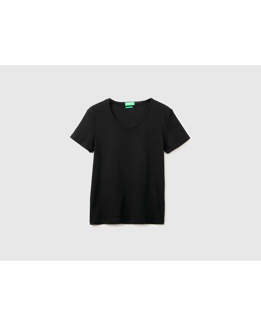 Benetton Black Benetton, Slim Fit T-Shirt With V-Neck