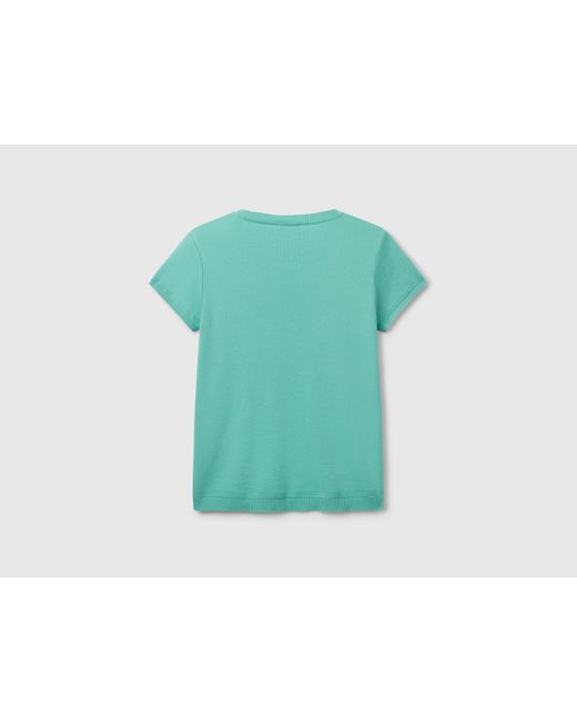 Benetton, Pull À Manches Courtes En 100 Coton, Bleu Vert, Femme Benetton en coloris Blue