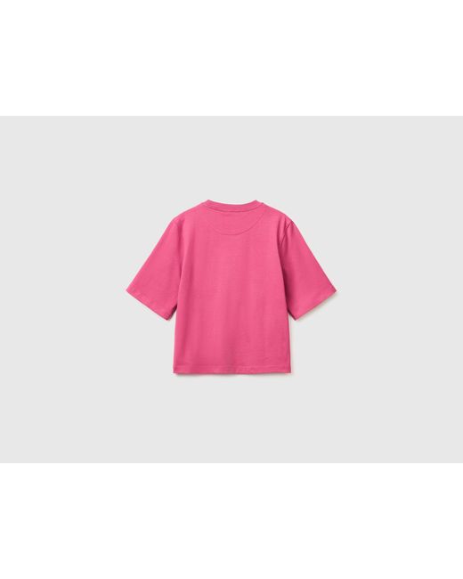 Benetton, T-Shirt 100% Coton Coupe Carrée, Taille, Prune, Femme Benetton en coloris Pink