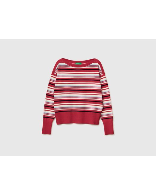 Benetton Red Benetton, Striped Boat Neck Sweater