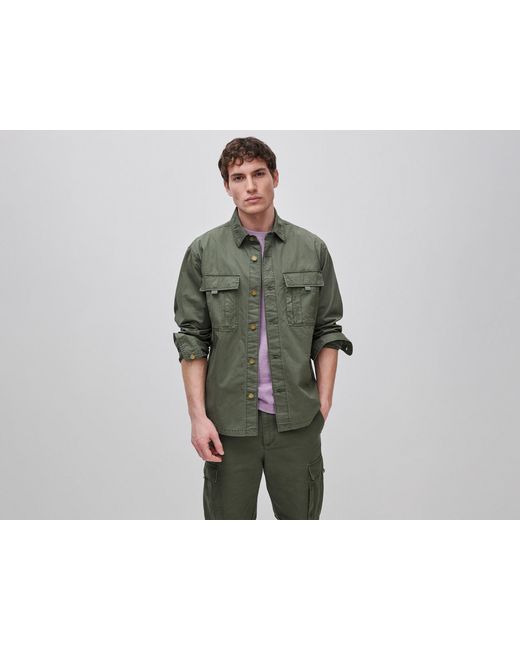Benetton Green Benetton, Délavé Cotton Overshirt for men