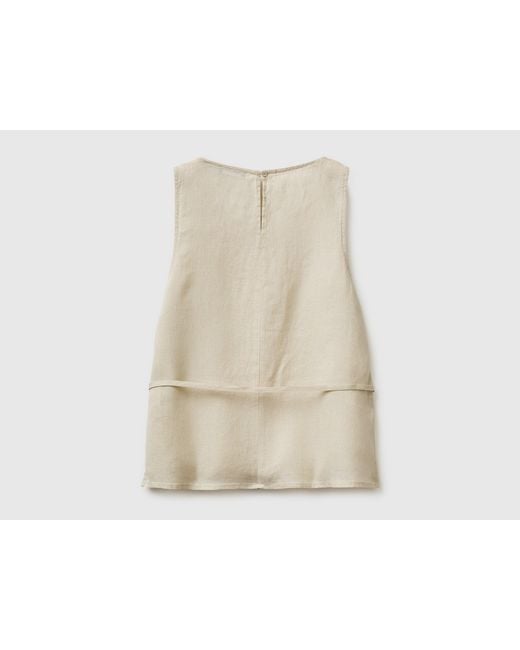 Benetton Black Benetton, 100% Linen Tank Top With Strap