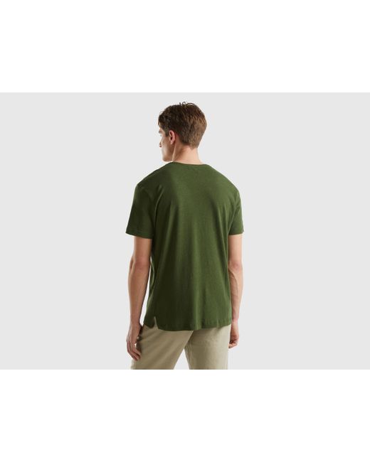 Benetton Shirt Aus Mischleinen in Green für Herren