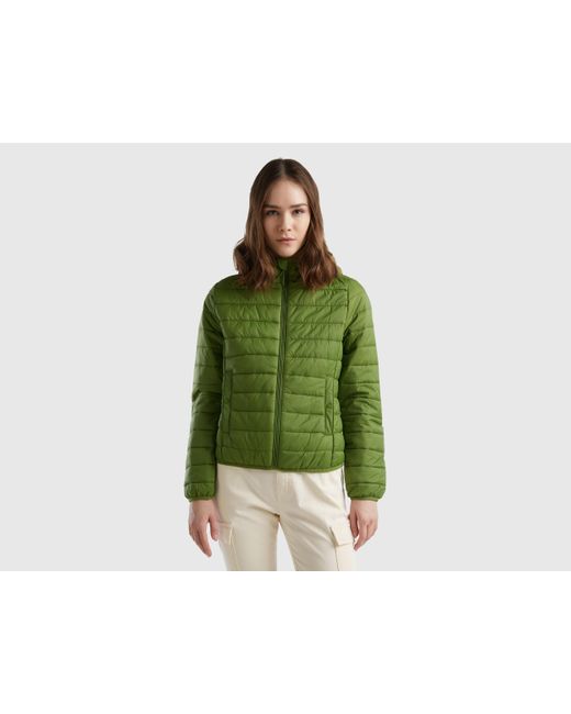 Benetton Green Puffer Jacket With Recycled Wadding