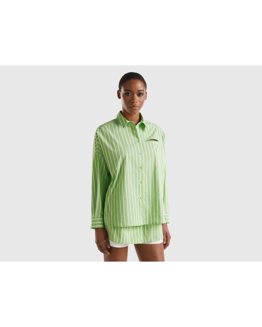 Benetton Green Wide Striped Shirt