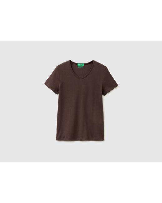 Benetton Black Benetton, Slim Fit T-Shirt With V-Neck