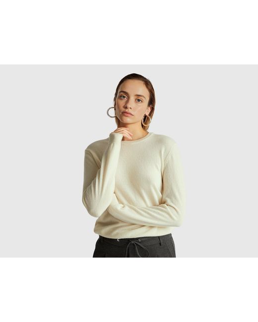 Benetton Black Benetton, Cream Crew Neck Sweater