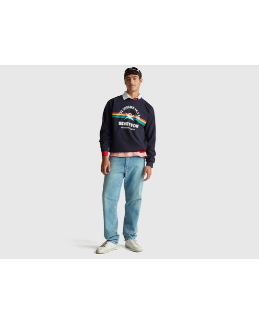 Benetton, Sudadera De Corte Holgado De Stranger Things, Talla, Azul Oscuro, Hombre Benetton de hombre de color Black