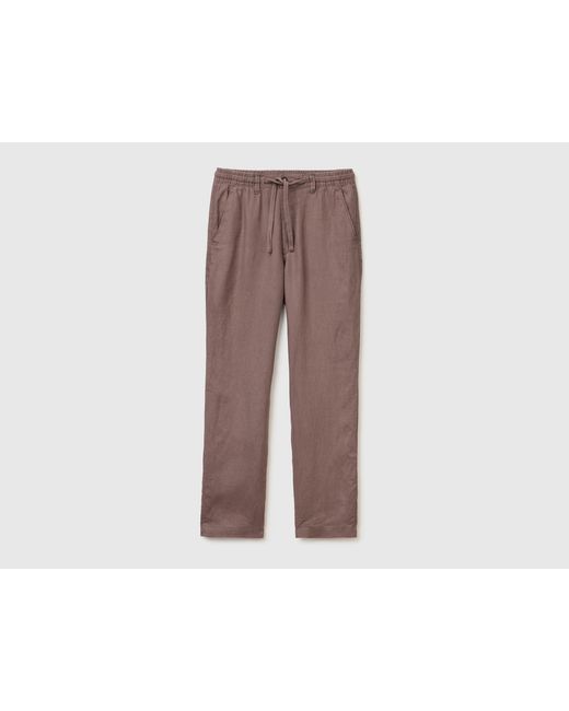 Benetton Black Benetton, Pure Linen Drawstring Trousers for men