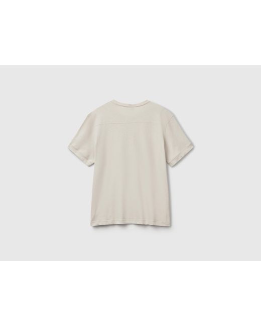 Benetton Benetton, T-Shirt Aus Leinenmischung Mit Tasche in Black für Herren