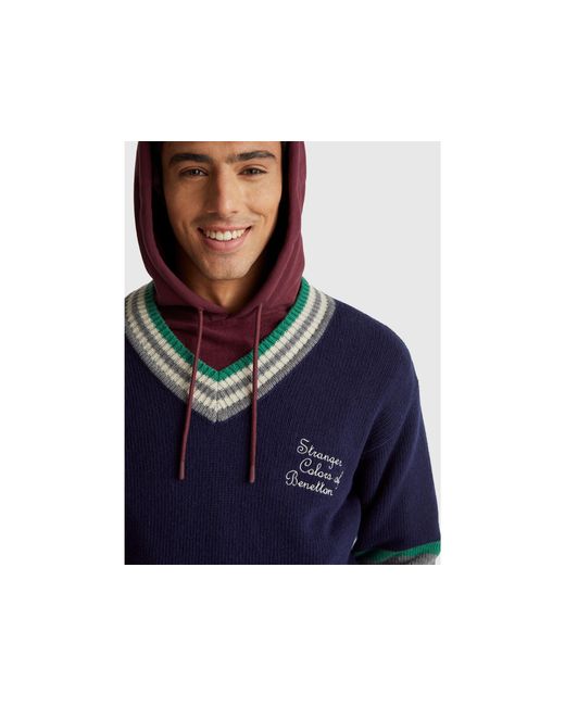 Benetton Blue Benetton, Stranger Things V-Neck Sweater for men