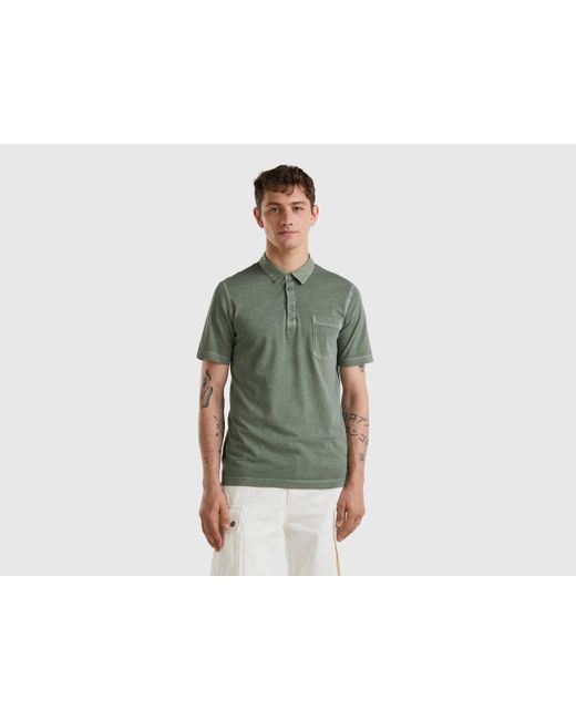 Polo En Coton À Fibre Longue Benetton pour homme en coloris Vert | Lyst