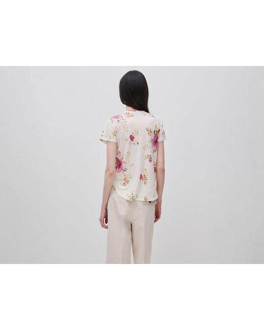 Benetton Black Benetton, Floral Linen Blend T-Shirt