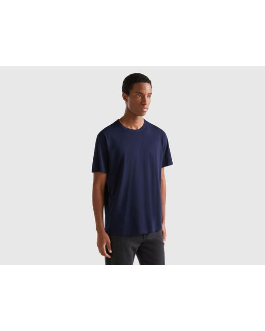Camiseta De Algodón Cálido Benetton de hombre de color Azul | Lyst