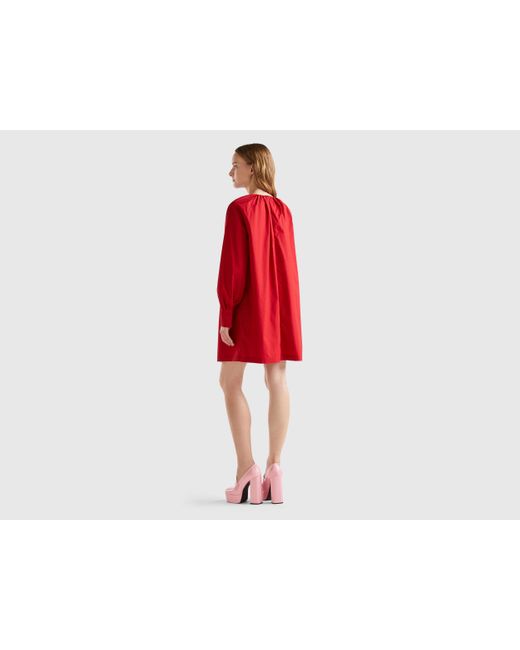 Vestido Corto Con Pliegues En El Cuello de Benetton de color Rojo | Lyst